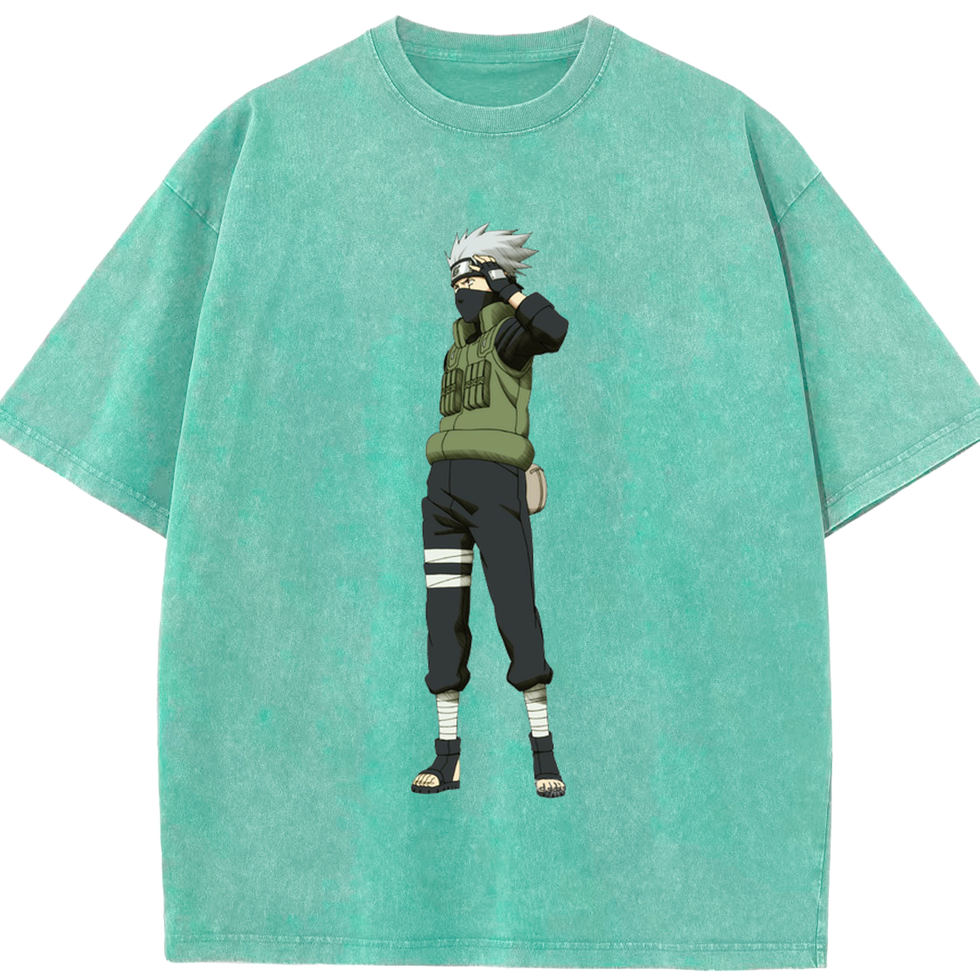 （画像用） NARUTO -ナルト- はたけ カカシ Hatake Kakashi 綿100% ヴィンテージ風 半袖Tシャツ（フロントプリント）